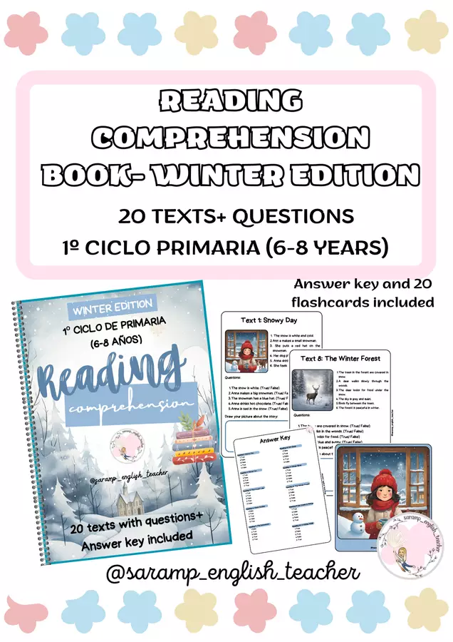 LIBRO DI COMPRENSIONE DELLA LETTURA (1º CICLO 6-8 ANNI) - EDIZIONE INVERNALE Opere didattiche / Libri di testo - LIBRO DI COMPRENSIONE DELLA LETTURA (1º CICLO 6-8 ANNI) - EDIZIONE INVERNALE - saramp_english_teacher - Pagina di copertina