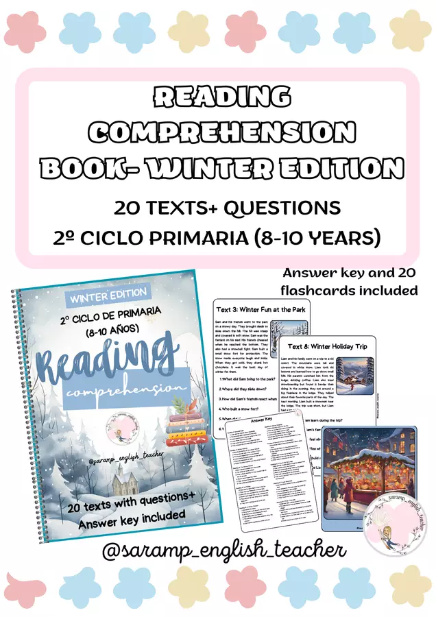 LIBRO DI COMPRENSIONE DELLA LETTURA (2º CICLO 8-10 ANNI) - EDIZIONE INVERNALE Opere didattiche / Libri di testo - LIBRO DI COMPRENSIONE DELLA LETTURA (2º CICLO 8-10 ANNI) - EDIZIONE INVERNALE - saramp_english_teacher - Pagina di copertina