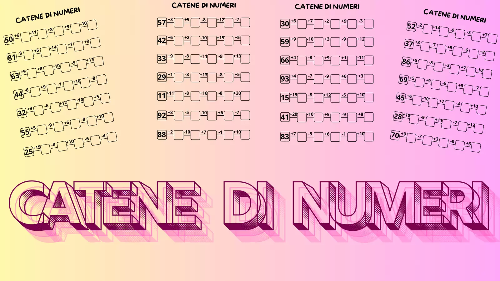Catene dei numeri per la seconda elementare Esercizi - Catene dei numeri per la seconda elementare - mammaestraatempopieno - Pagina di copertina