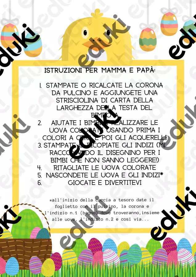 Caccia al tesoro pasquale Materiale per pittura e bricolage - Caccia al tesoro pasquale - I quaderni di Otto - Pagina di copertina
