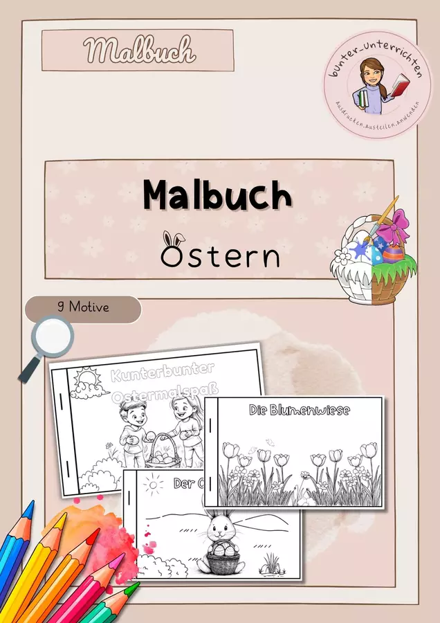 Malbuch Ausmalbilder Ostern Deutsch Materiale per pittura e bricolage - Malbuch Ausmalbilder Ostern Deutsch - bunter_unterrichten - Pagina di copertina