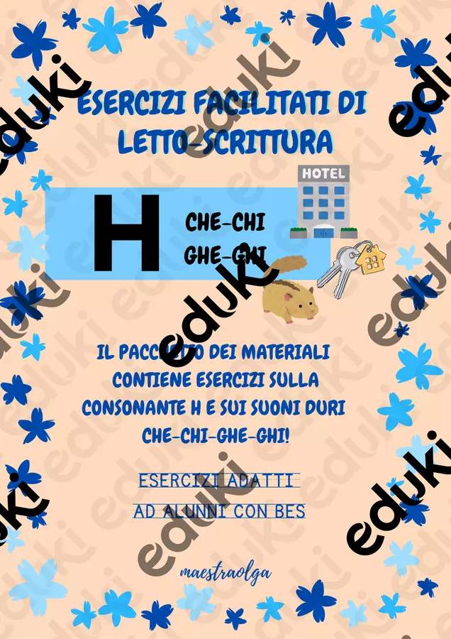 Lettera H e suoni duri CHE-CHI-GHE-GHI Esercizi - Lettera H e suoni duri CHE-CHI-GHE-GHI - maestraolga88 - Pagina di copertina
