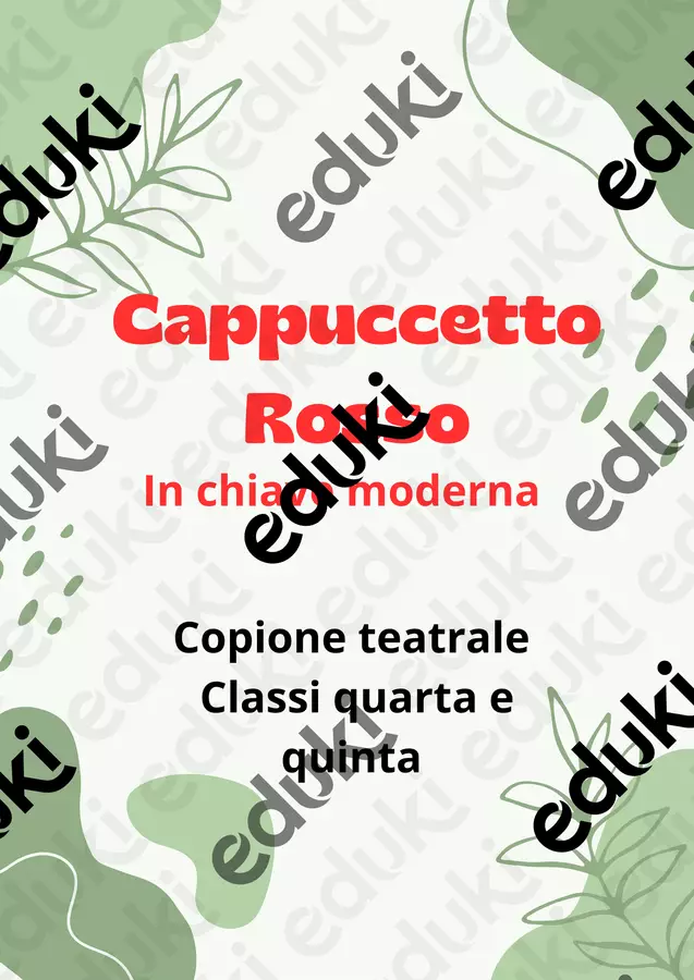 Copione teatrale " Cappuccetto Rosso" in chiave moderna Esercizi - Copione teatrale " Cappuccetto Rosso" in chiave moderna - La Tata dei libri - Pagina di copertina