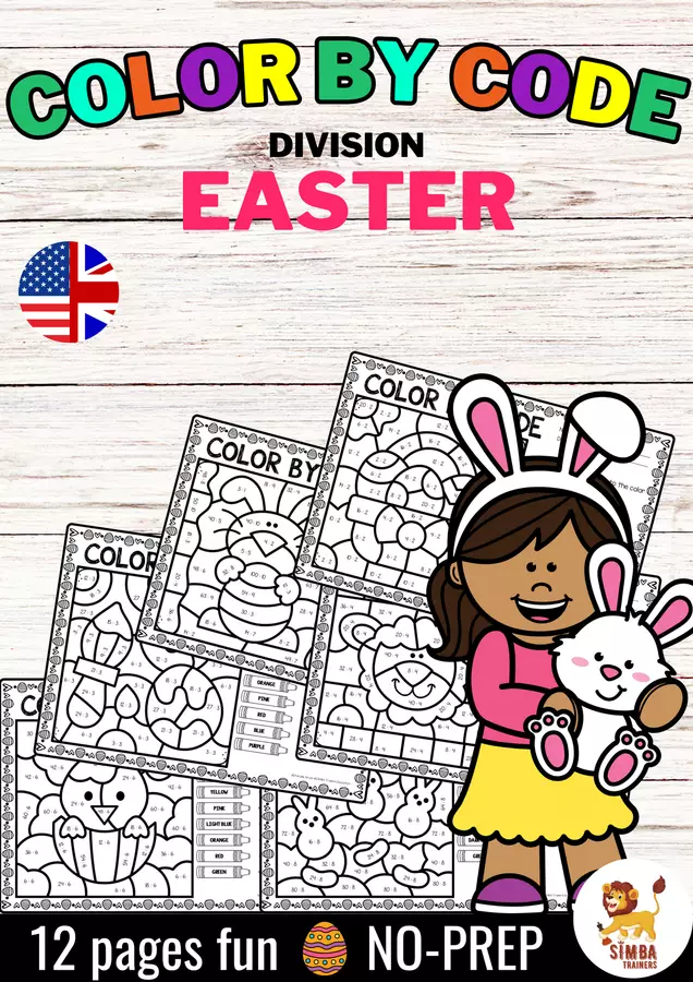 Color by code - Division (Easter) | Pasqua Divisione Matematica Inglese Esercizi - Color by code - Division (Easter) | Pasqua Divisione Matematica Inglese - SIMBA Trainers Education - Pagina di copertina