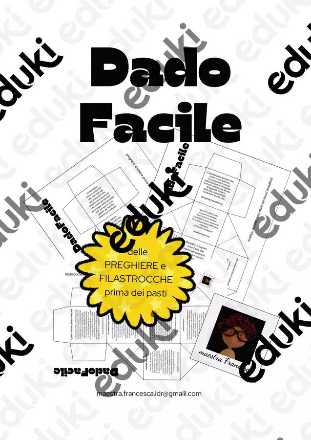 DadoFacile delle preghiere e filastrocche prima del pasto Materiale di supporto/inclusione - DadoFacile delle preghiere e filastrocche prima del pasto - maestra Francesca IDR - Pagina di copertina