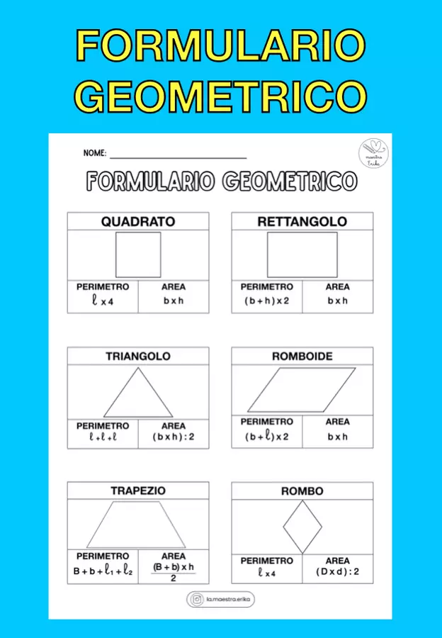 Formulario Geometrico Materiale di supporto/inclusione - Formulario Geometrico - La maestra Erika - Pagina di copertina