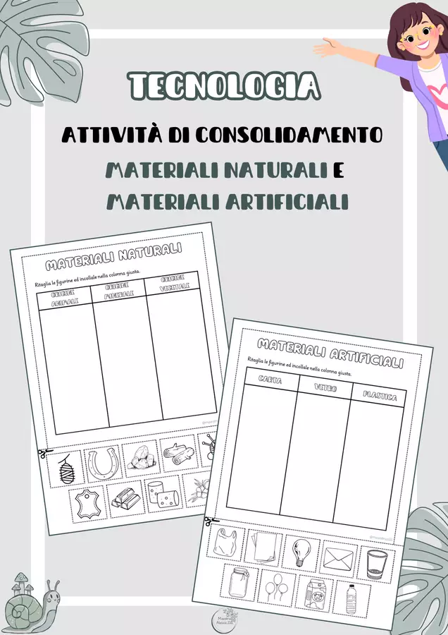 MATERIALI NATURALI E ARTIFICIALI Esercizi - MATERIALI NATURALI E ARTIFICIALI - Maestra Zilli - Pagina di copertina