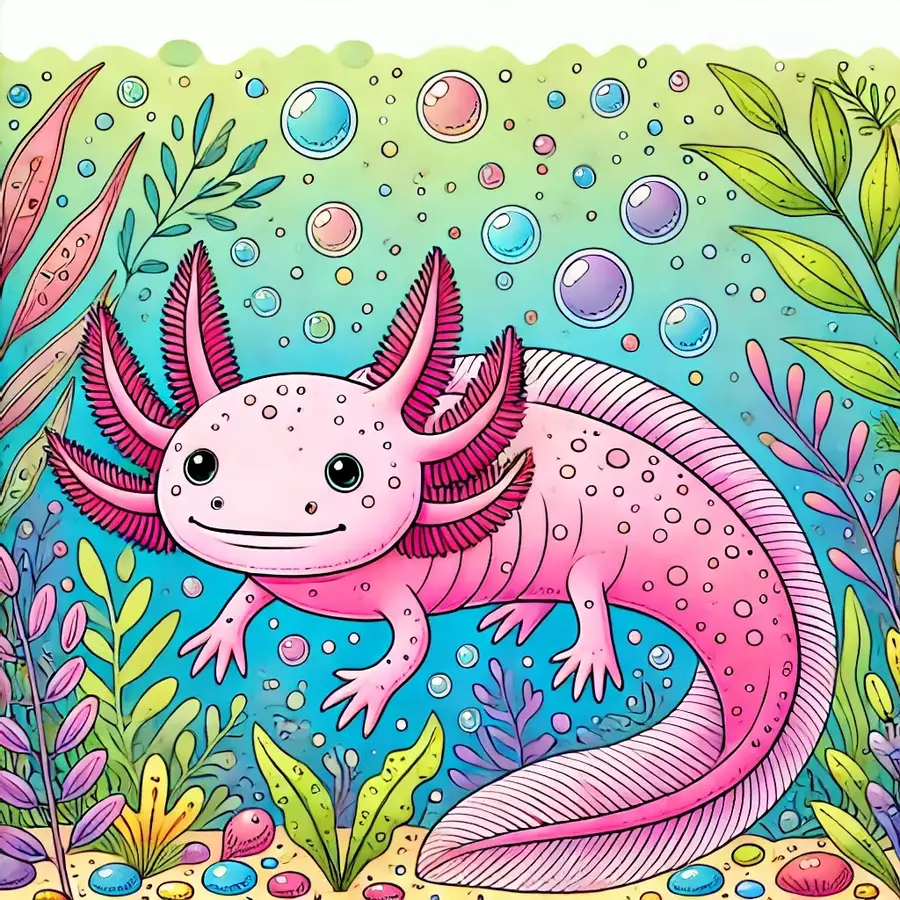 Axolotl Disegni da colorare (50 illustrazioni da colorare) Materiale per pittura e bricolage - Axolotl Disegni da colorare (50 illustrazioni da colorare) - Kontrollmops - Pagina di copertina