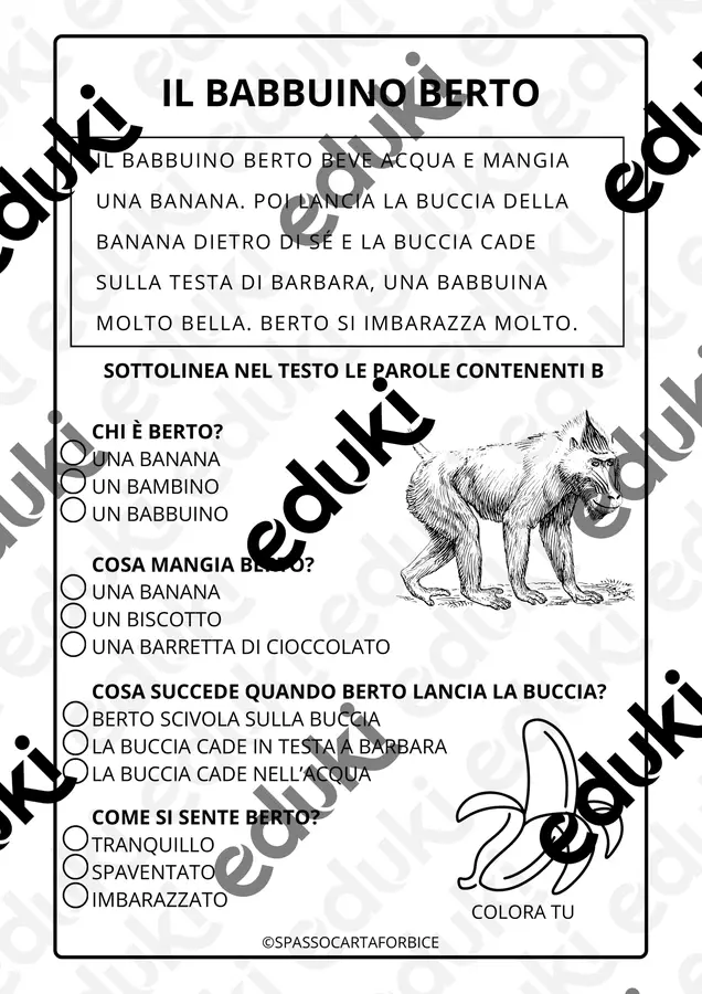 CONSONANTE B BREVE TESTO + COMPRENSIONE Esercizi - CONSONANTE B BREVE TESTO + COMPRENSIONE - Spassocartaforbice - Pagina di copertina