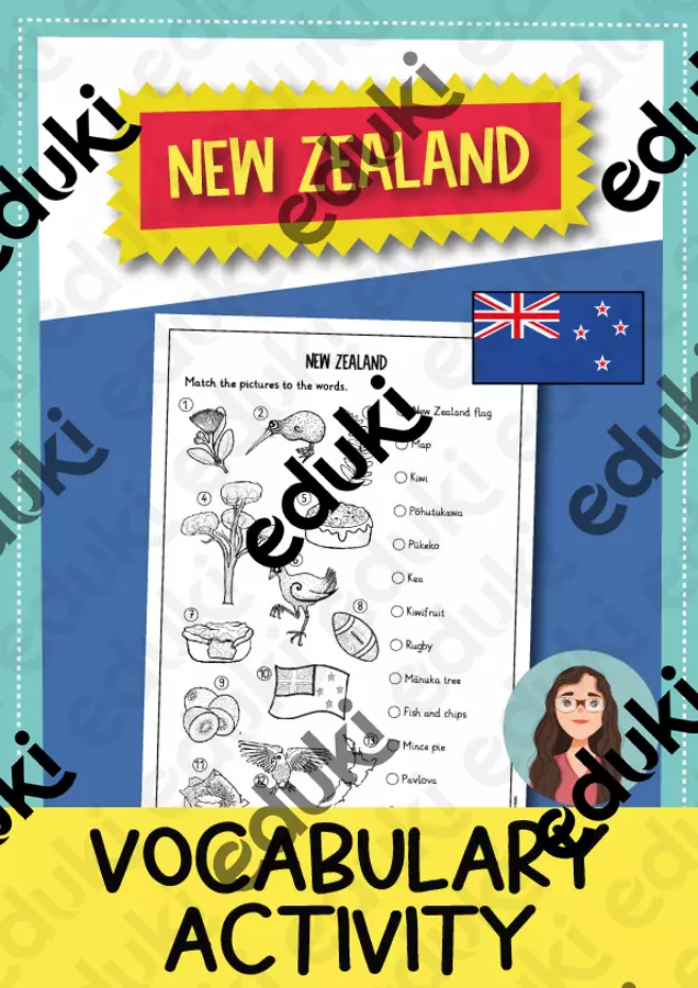 New Zealand vocabulary activity (English) / Attività di vocabolario sulla Nuova Zelanda (inglese) Materiale di supporto/inclusione - New Zealand vocabulary activity (English) / Attività di vocabolario sulla Nuova Zelanda (inglese) - Brighter Day Classroom - Pagina di copertina