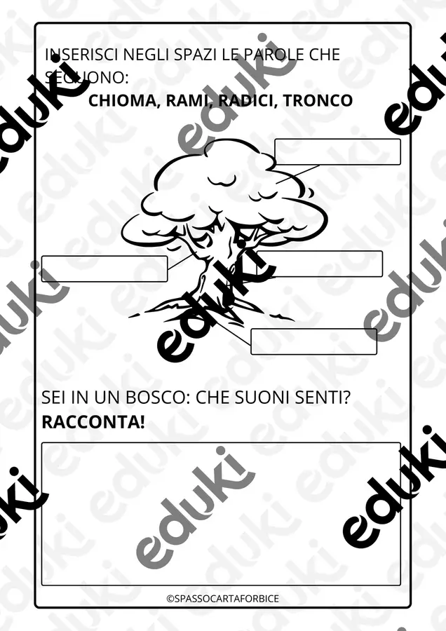 COMPLETA LE PARTI DELL' ALBERO Esercizi - COMPLETA LE PARTI DELL' ALBERO - Spassocartaforbice - Pagina di copertina