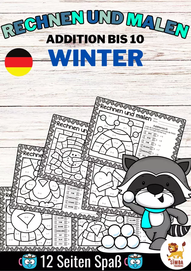 Rechen-Mal-Blätter - Addition bis 10 (Winter) Inverno Aggiunta Matematica Tedesco Esercizi - Rechen-Mal-Blätter - Addition bis 10 (Winter) Inverno Aggiunta Matematica Tedesco - SIMBA Trainers Education - Pagina di copertina
