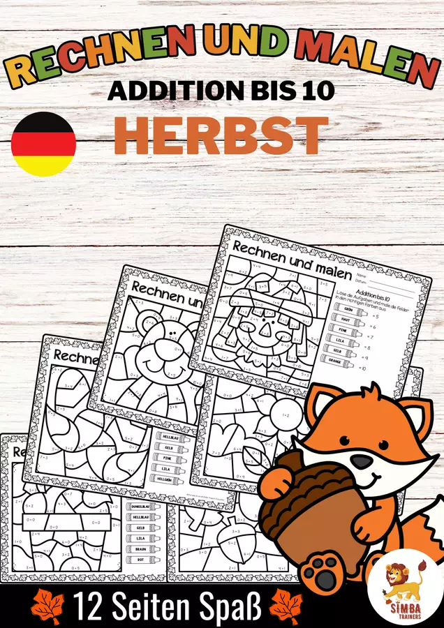 Rechen-Mal-Blätter - Addition bis 10 (Herbst) Autunno Aggiunta Matematica Tedesco Esercizi - Rechen-Mal-Blätter - Addition bis 10 (Herbst) Autunno Aggiunta Matematica Tedesco - SIMBA Trainers Education - Pagina di copertina