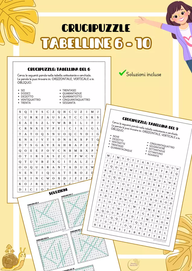 CRUCIPUZZLE: tabelline da 6 a 10 Giochi - CRUCIPUZZLE: tabelline da 6 a 10 - Maestra Zilli - Pagina di copertina