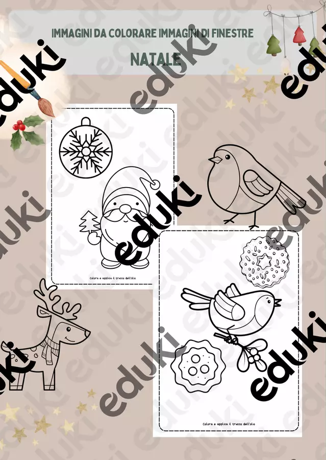 Immagini da colorare Immagini di finestre Natale Materiale per pittura e bricolage - Immagini da colorare Immagini di finestre Natale - Teachingsaurus Rex - Pagina di copertina