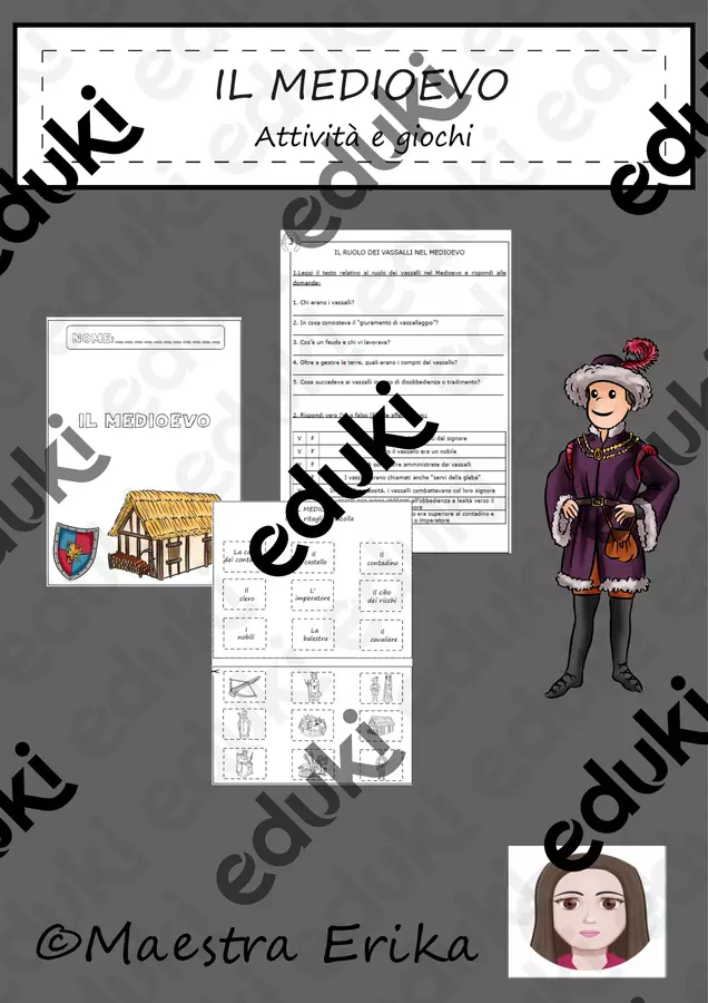 Il medioevo: Didattica a stazioni , attività e giochi Esercizi - Il medioevo: Didattica a stazioni , attività e giochi - Maestra Erika - Pagina di copertina