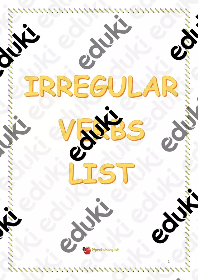 Lista dei verbi irregolari in inglese! Materiale di supporto/inclusione - Lista dei verbi irregolari in inglese! - Profe in English - Pagina di copertina