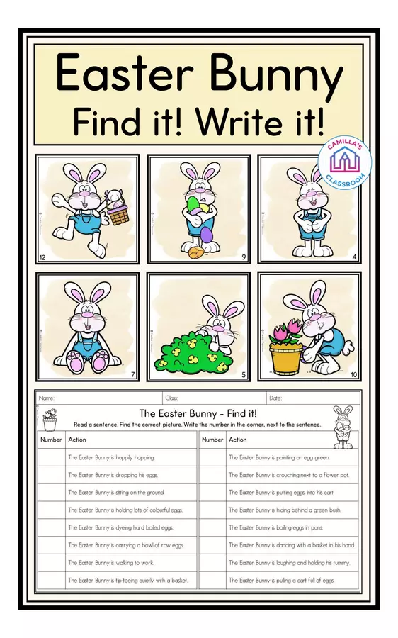 The Easter Bunny - Find it! Write it! Esercizi - The Easter Bunny - Find it! Write it! - Camilla's Classroom - Pagina di copertina