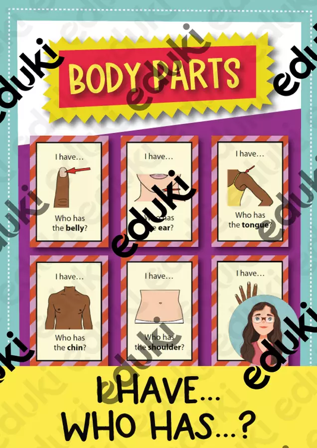 Body Parts: I have... Who has...?; Game (English) / Parti del corpo: Io ho... Chi ha...?; Gioco (Inglese) Flashcard - Body Parts: I have... Who has...?; Game (English) / Parti del corpo: Io ho... Chi ha...?; Gioco (Inglese) - Brighter Day Classroom - Pagina di copertina