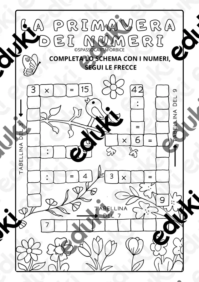 MATEMATICA CLASSE SECONDA LA PRIMAVERA DEI NUMERI TABELLINE Esercizi - MATEMATICA CLASSE SECONDA LA PRIMAVERA DEI NUMERI TABELLINE - Spassocartaforbice - Pagina di copertina