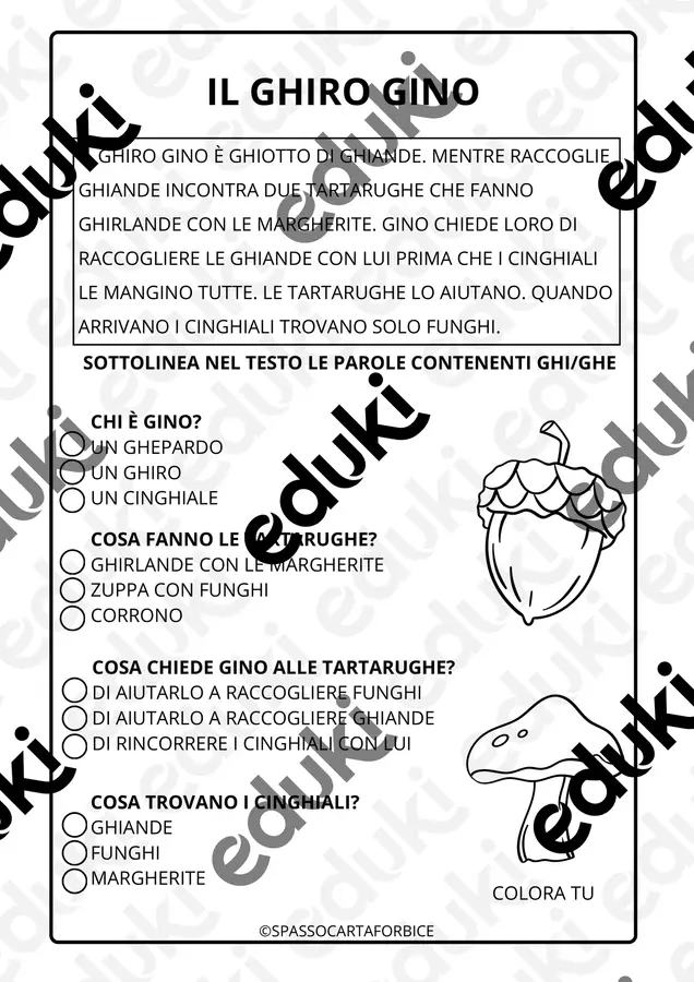 GHI GHE BREVE TESTO + COMPRENSIONE Esercizi - GHI GHE BREVE TESTO + COMPRENSIONE - Spassocartaforbice - Pagina di copertina