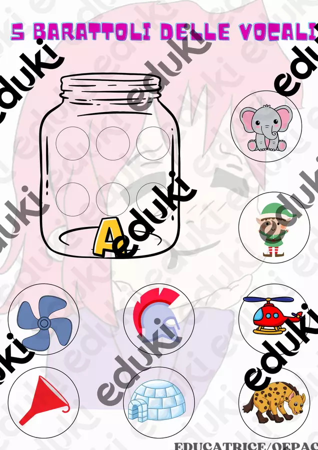 5 barattoli delle vocali Clipart / Immagini originali - 5 barattoli delle vocali - educatrice_oepac - Pagina di copertina