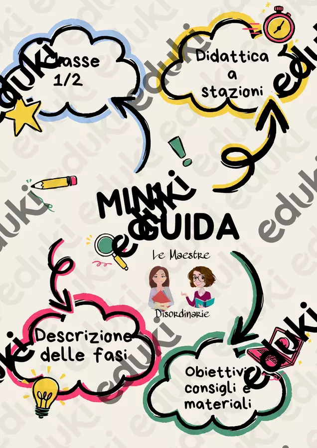 Mini-Guida Diattica a stazioni (CU-QU-Parole capricciose) Materiale di supporto/inclusione - Mini-Guida Diattica a stazioni (CU-QU-Parole capricciose) - Maestre Disordinarie - Pagina di copertina