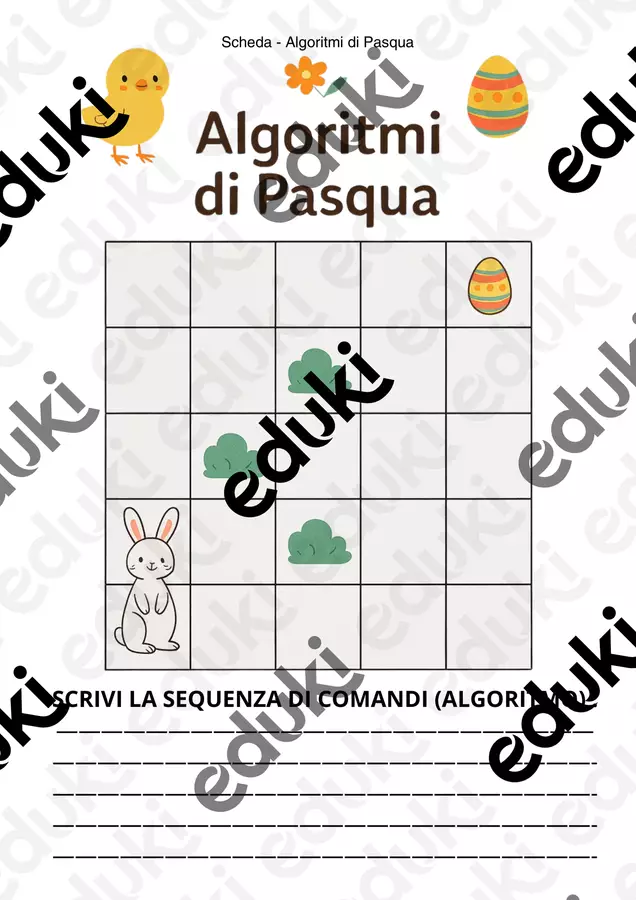 Coding unplugget. Algoritmi_di_Pasqua_Scheda_e_Guida Esercizi - Coding unplugget. Algoritmi_di_Pasqua_Scheda_e_Guida - Dillo alla maestra - Pagina di copertina