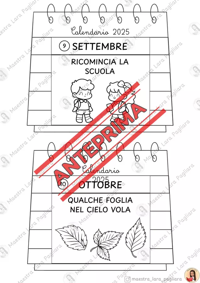 Calendario dei mesi dell'anno Clipart / Immagini originali - Calendario dei mesi dell'anno - Maestra Lara Pagliara - Pagina di copertina