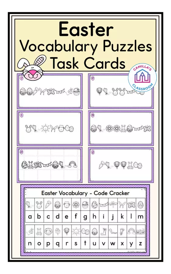 Easter Vocabulary - Puzzle Task Cards Esercizi - Easter Vocabulary - Puzzle Task Cards - Camilla's Classroom - Pagina di copertina