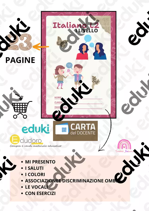 Italiano L2 I LIVELLO Materiale di supporto/inclusione - Italiano L2 I LIVELLO - Teacher Fra Bonny - Pagina di copertina