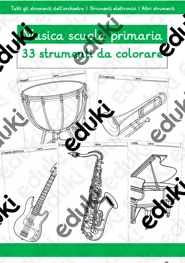 33 Strumenti: Immagini da colorare Esercizi - 33 Strumenti: Immagini da colorare - reliteacher - Pagina di copertina