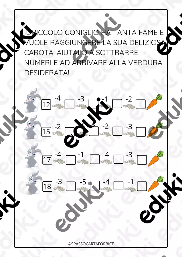 MATEMATICA CLASSE PRIMA SOTTRAZIONI ENTRO IL 20 Esercizi - MATEMATICA CLASSE PRIMA SOTTRAZIONI ENTRO IL 20 - Spassocartaforbice - Pagina di copertina