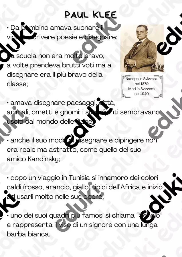 PAUL KLEE - Pillole di storia dell’arte Schede informative - PAUL KLEE - Pillole di storia dell’arte - empaticamente.maestra - Pagina di copertina