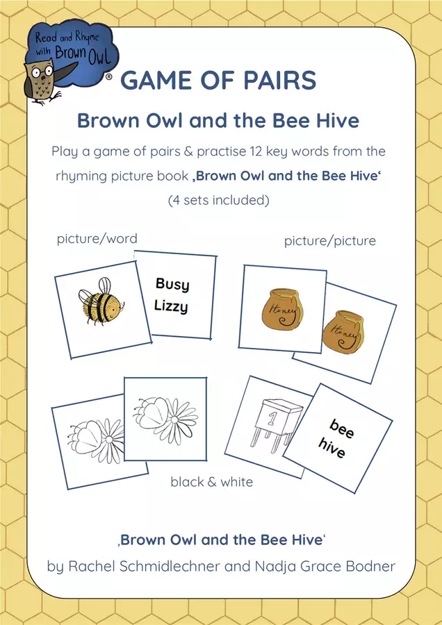 Brown Owl and the Bee Hive - GAME OF PAIRS Giochi - Brown Owl and the Bee Hive - GAME OF PAIRS - Read and Rhyme with Brown Owl - Pagina di copertina