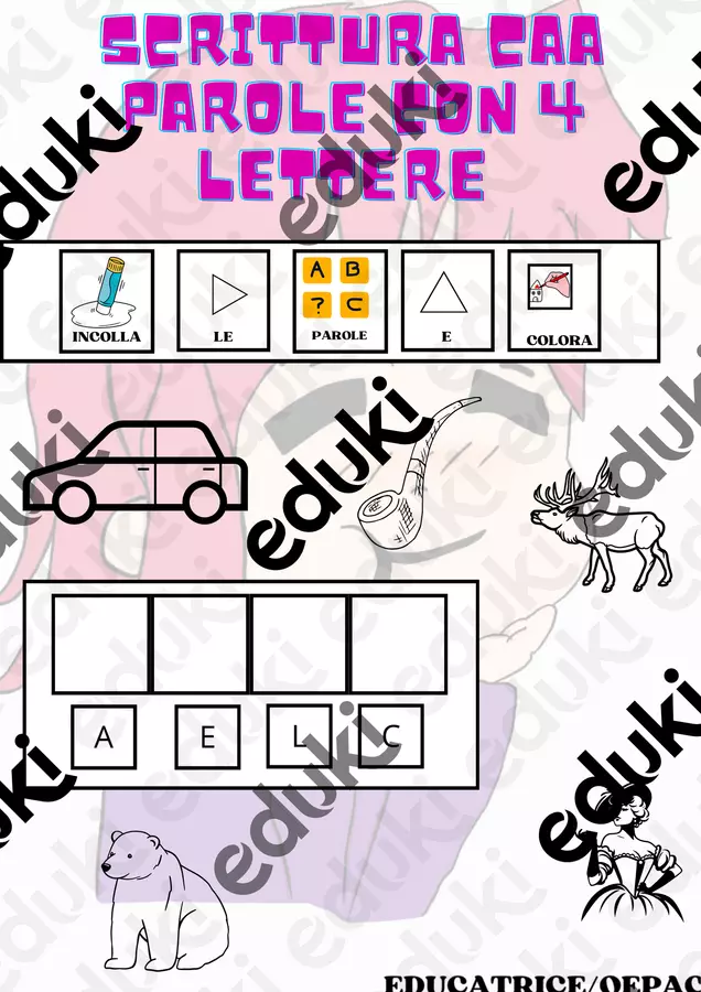 scrittura Caa 4 lettere (Incollo parole nella tabella) Esercizi - scrittura Caa 4 lettere (Incollo parole nella tabella) - educatrice_oepac - Pagina di copertina