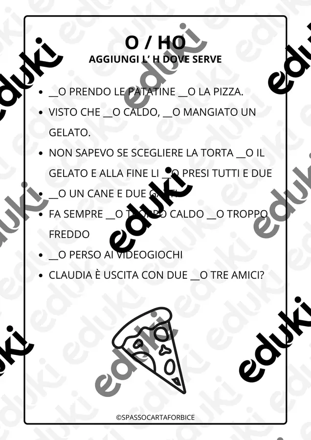 ESERCIZI SULL' H: O OPPURE HO? CON SOLUZIONI Esercizi - ESERCIZI SULL' H: O OPPURE HO? CON SOLUZIONI - Spassocartaforbice - Pagina di copertina