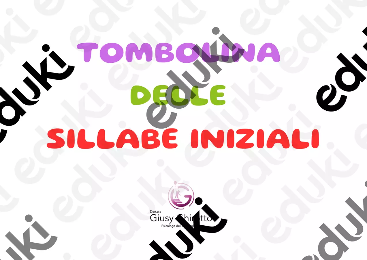 Tombolina delle sillabe iniziali Materiale di supporto/inclusione - Tombolina delle sillabe iniziali - Giusy Ghirotto - Pagina di copertina