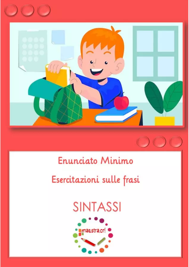 La frase, Enunciato Minimo Esercizi - La frase, Enunciato Minimo - maestra.cri - Pagina di copertina