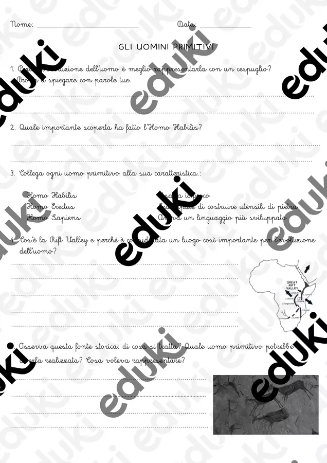 Verifica uomini primitivi Esercizi - Verifica uomini primitivi - Maestra Chiara 🌱🌎 - Pagina di copertina