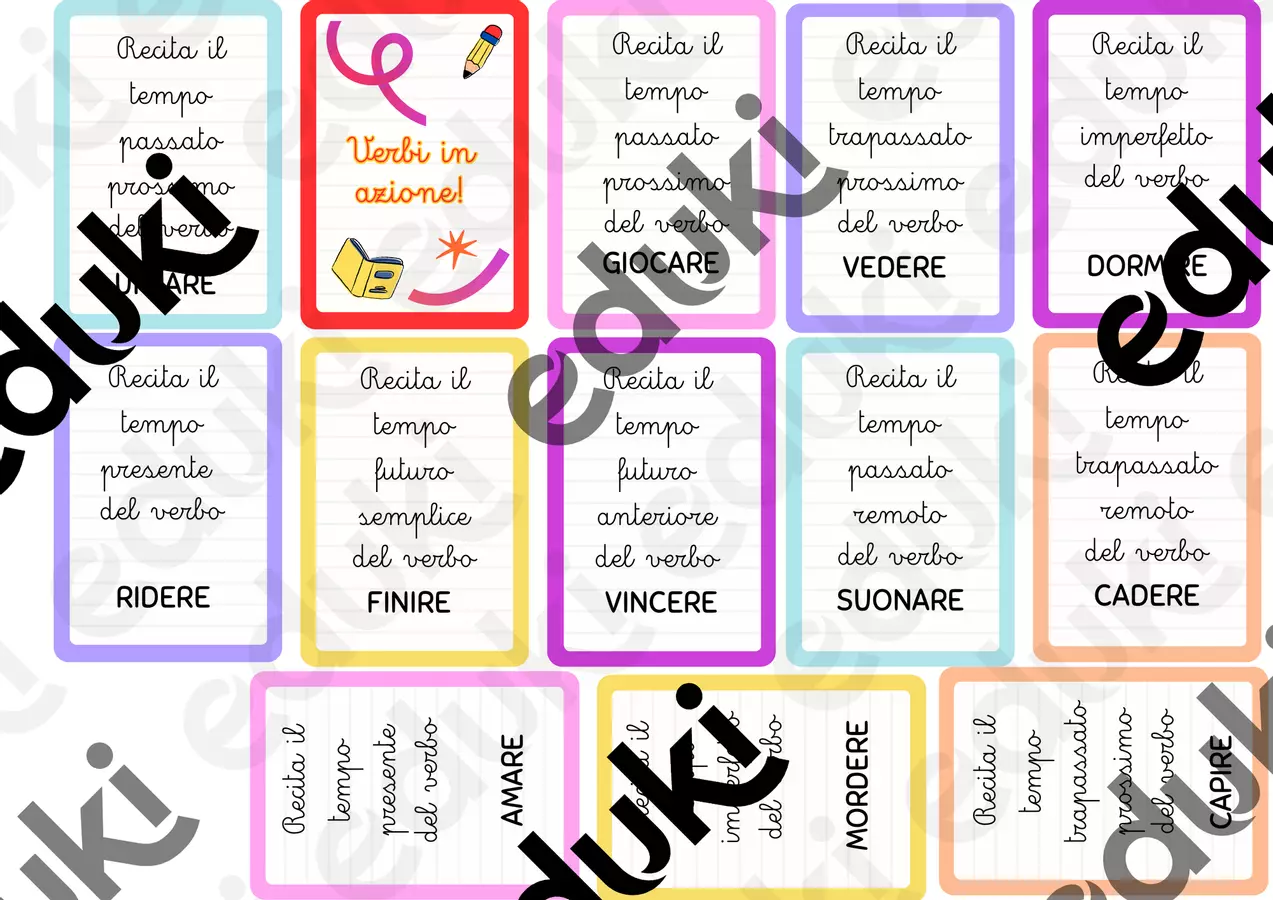 Gioco di carte: Verbi in azione! Esercizi - Gioco di carte: Verbi in azione! - Maestra Chiara 🌱🌎 - Pagina di copertina