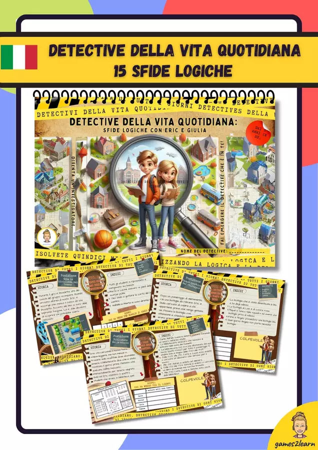 Detective della vita quotidiana. 15 Sfide logiche Esercizi - Detective della vita quotidiana. 15 Sfide logiche - games2learn - Pagina di copertina