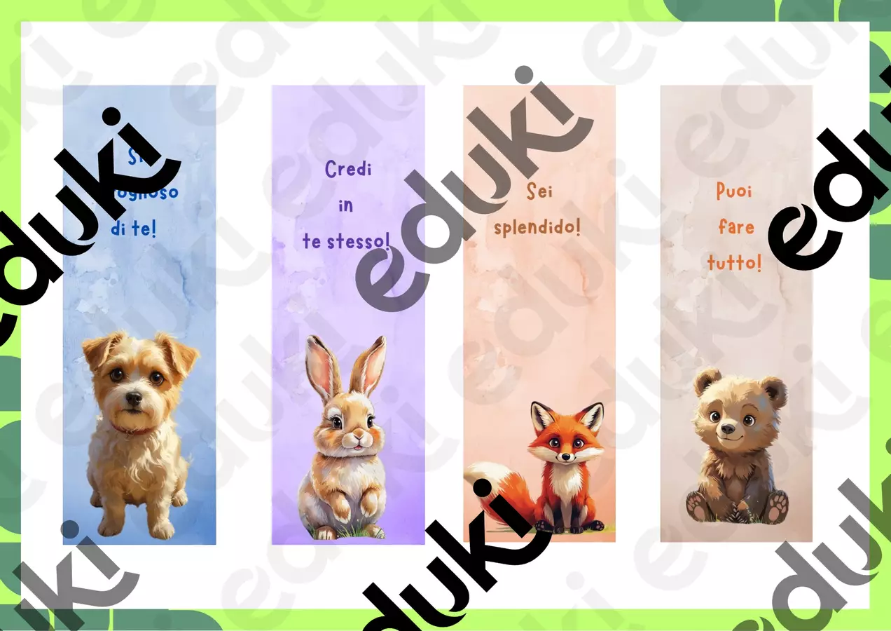 Set di 8 segnalibri con animali carini Etichette / Segnalibri - Set di 8 segnalibri con animali carini - Impara con zia Iaia - Pagina di copertina