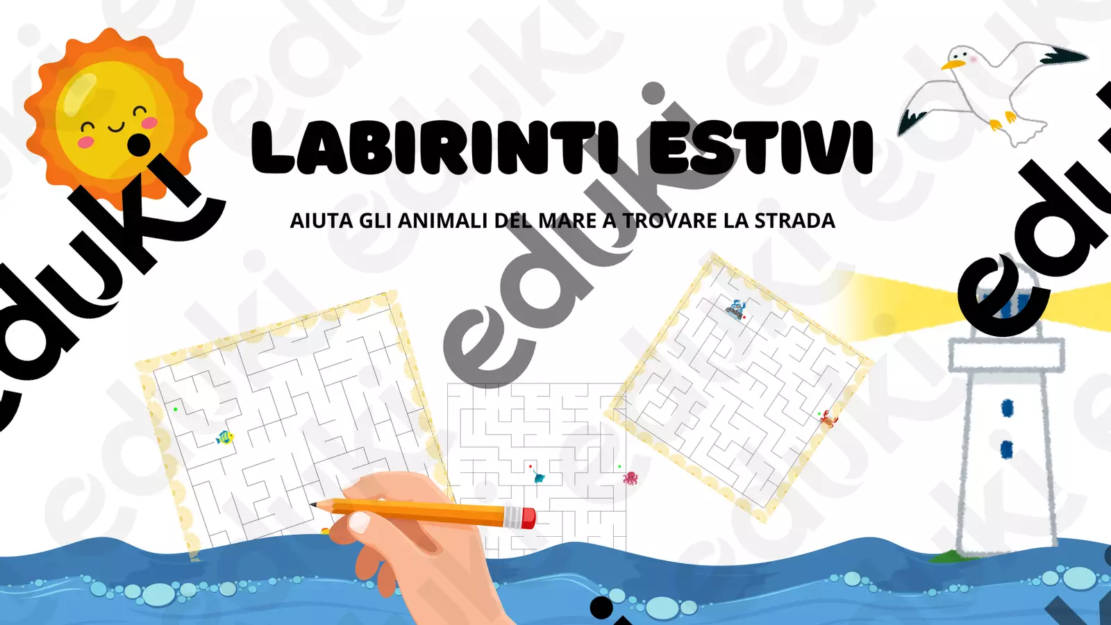 Passatempi per l'Estate - Labirinti con gli Animali del Mare! Materiale di supporto/inclusione - Passatempi per l'Estate - Labirinti con gli Animali del Mare! - SostegnO 2.0 - Pagina di copertina