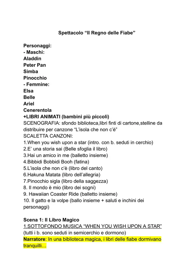 Uso didattico dello Spettacolo "Il Regno delle fiabe" Altro tipo di materiale - Uso didattico dello Spettacolo "Il Regno delle fiabe" - AleNiche - Pagina di copertina