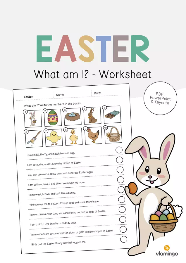Easter / Pasqua: What am I? - Worksheet (Scheda di esercizi di inglese) Esercizi - Easter / Pasqua: What am I? - Worksheet (Scheda di esercizi di inglese) - vlamingo - Pagina di copertina