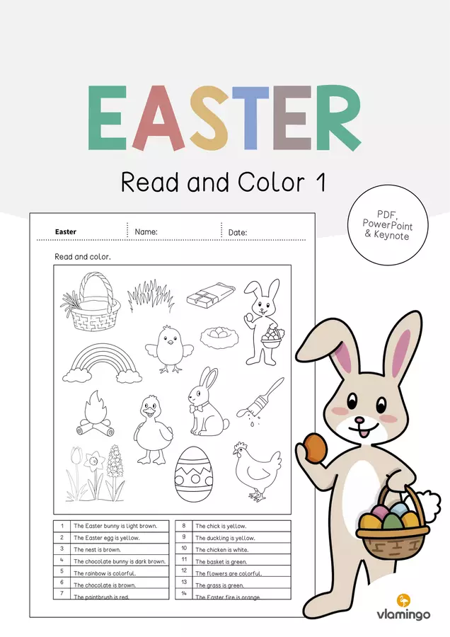 Easter / Pasqua: Read and Color 1 (Scheda di esercizi di inglese) Esercizi - Easter / Pasqua: Read and Color 1 (Scheda di esercizi di inglese) - vlamingo - Pagina di copertina