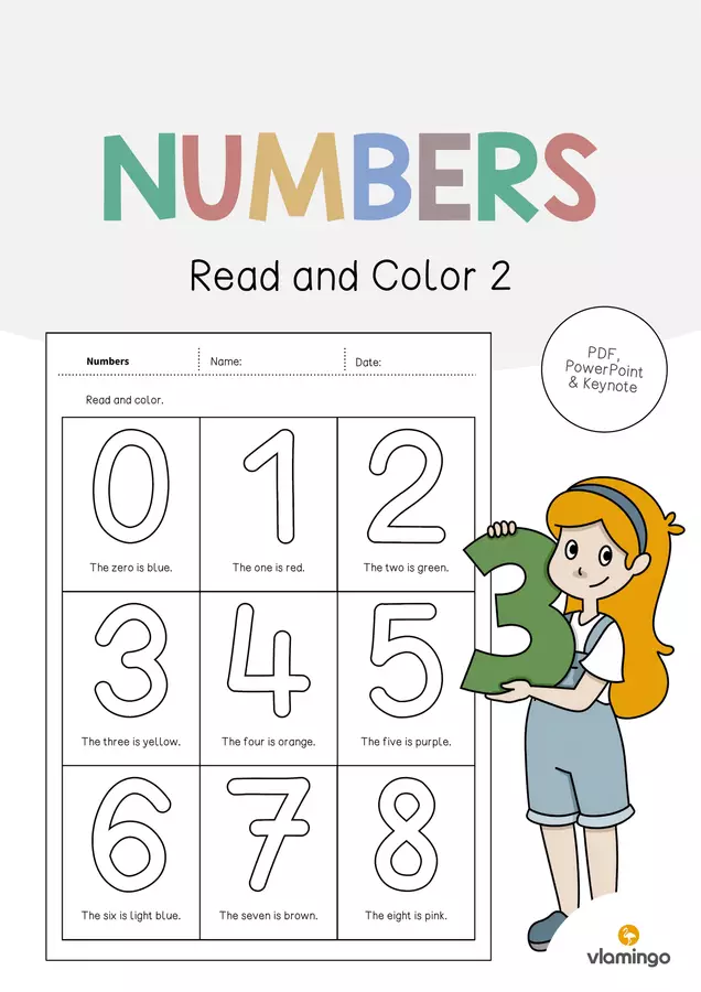 Numbers / Numeri: Read and Color 2 (Scheda di esercizi di inglese) Esercizi - Numbers / Numeri: Read and Color 2 (Scheda di esercizi di inglese) - vlamingo - Pagina di copertina
