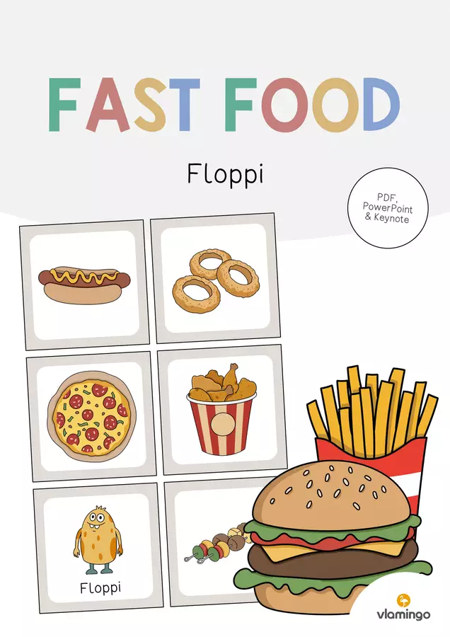 Fast Food / Fast food: Floppi (Gioco per la lezione d'inglese) Flashcard - Fast Food / Fast food: Floppi (Gioco per la lezione d'inglese) - vlamingo - Pagina di copertina