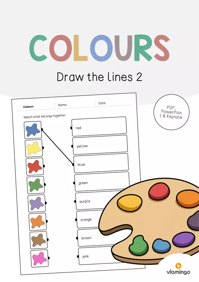 Colours / Colori: Draw the lines 2 (Scheda di esercizi di inglese) Esercizi - Colours / Colori: Draw the lines 2 (Scheda di esercizi di inglese) - vlamingo - Pagina di copertina